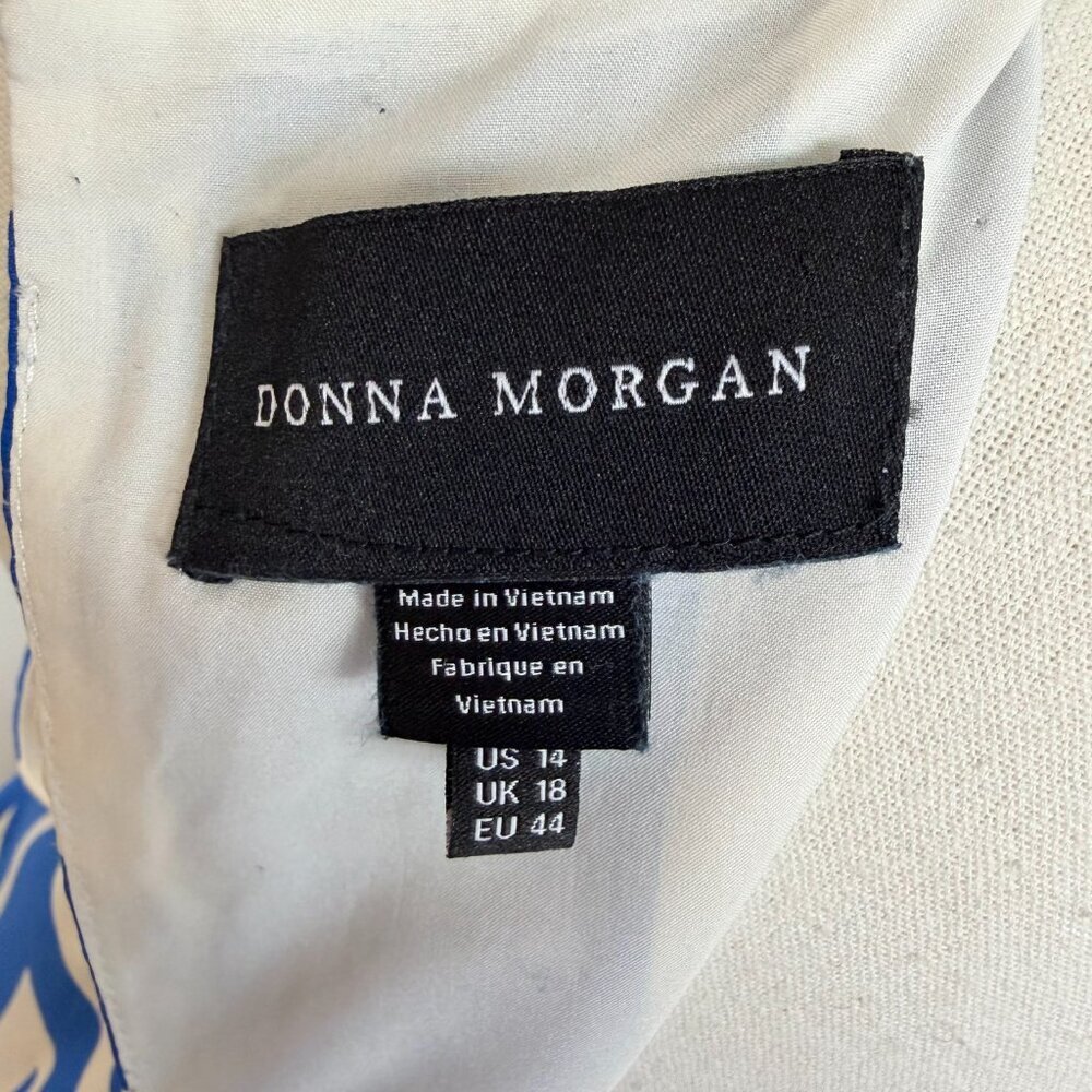 Donna Morgan Quincy Blue & White Geometric Sleeveless Maxi Dress Size 14 - Picture 5 of 6